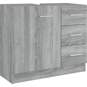 vidaXL - Wastafelkast - 63x30x54 - cm - bewerkt - hout - grijs - sonoma - eikenkleurig