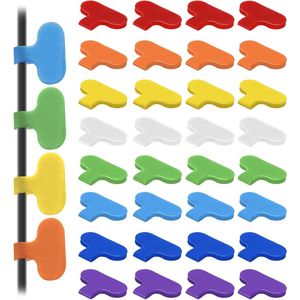 32 stuks kabelbinders voor opslag - Zelfklevende identificatiekabels met duidelijke schrijfkoordetiketten