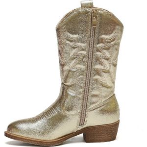 SmileFavorites® Meisjes Cowboylaarzen met Hak - Goud - Imitatieleer - Maat 31