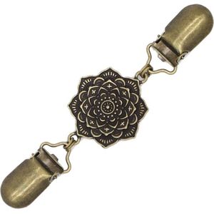 Fako Bijoux® - Vestsluiting - Vestclip - Sjaalspeld - Vestklem - Lotusbloem - Bronskleurig