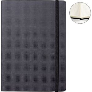 Notitieboek A5 zwart harde kaft en elastiek met motief