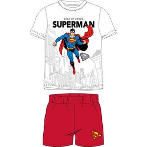 Superman shortama/pyjama katoen wit/rood maat 116
