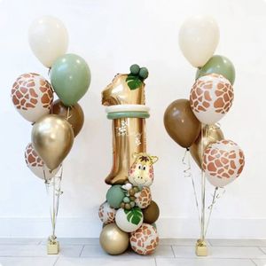 Jungle Ballonnen Set 5 jaar - 30 Stuks - Verjaardag Versiering / Feestversiering - Kinderfeestje - Jungle - Safari - Dieren - Dierentuin - Zoo - Helium ballon - Groene ballon - Ballon met print - Gouden ballon - Jungle Versiering