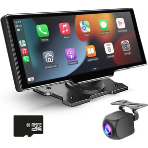 MasonPro Navigatiesysteem – Geschikt voor Apple Carplay & Android Auto – Navigatiesysteem Auto – Draadloos – Universeel – Incl. 64GB SD – Incl. Achteruitrijcamera – Incl. 64GB SD – Touchscreen – 10 Inch – Zwart