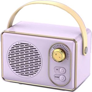 Hoogwaardige Retro Bluetooth speake - Bluetooth speaker - met Ultra Lange Batterijduur - Paars