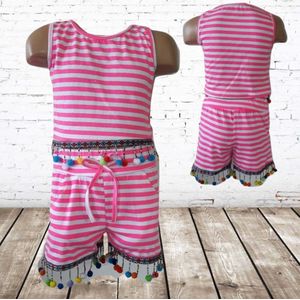 Meisjes keding set streep roze -s&C-110/116-Complete sets