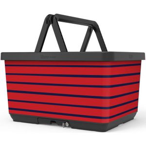 Fietsmand met slot en kliksysteem voor bagagedrager - voordrager The Basky basket design Rood-Blauw