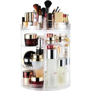 Makeup Organizer - 360 Degree Rotatable - Adjustable Jewelry en Cosmetic Exhibition Stand - 8 Layers Shapes Storage Box - Crystal Clear