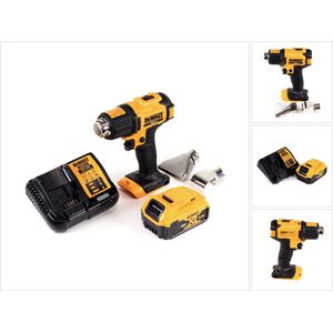 DeWalt DCE 530 P1 accu-heteluchtpistool 18V 530°C + 1x accu 5,0Ah + 1x oplader + vlak- en reflectormondstuk