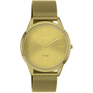 OOZOO Vintage series - Mosterd gele horloge met mosterd gele metalen mesh armband - C20005 - Ø38