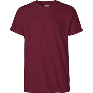 Men´s Roll Up Sleeve T-Shirt met ronde hals Bordeaux - XL