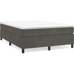 vidaXL - Boxspring - met - matras - fluweel - donkergrijs - 140x200 - cm