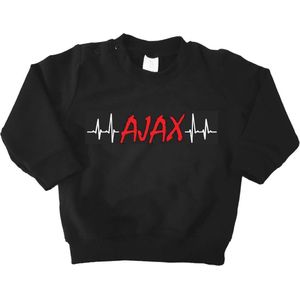 Mooie Baby Trui Sweater ""Hartslag AJAX"" Amsterdam Zwart/wit/rood/wit Met Lange Mouwen Warm Maat 56 Unisex
