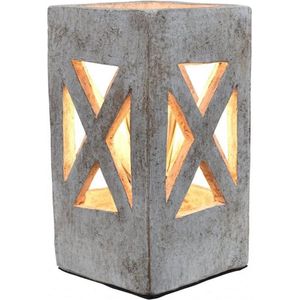 Tafellamp vierkant keramiek Evian scotch | 1 lichts | beige / creme | keramiek | 30 x 15 x 15 cm | modern / sfeervol design