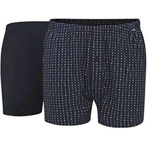 Heren boxershorts van 100% katoen - marineblauw gestreept met gulp - verpakking van 2 stuks - maat 3XL