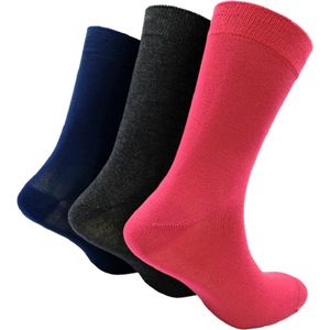The Sockmaker sokken heren 40-46 - 3-pack Bamboo - duurzaam - Plain - Red Navy Charcoal