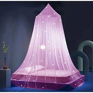 JGS ® Sterren Bedhemel Glow in the Dark, Bedhemel voor meisjes, Klamboe, Prinseshemel voor meisjes, Slaapkamerdecoratie, Roze
