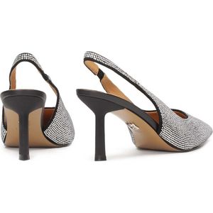 Slingback pumps embellished with silver crystals