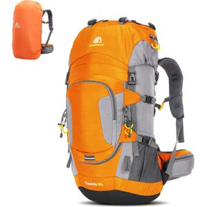 Avoir Avoir®-Backpack-Hiking - Oranje - Ultieme wandelrugzak 60L - Waterbestendig - Ruim hoofdcompartiment - Verstelbare schouderbanden - Mesh-rugpanelen - Polyester -32cm x 20cm x 70cm-Bol.com
