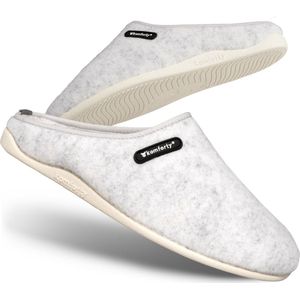 Komforty Pantoffels | Sneeuw Wit | Maat 44 | Duurzaam | Antislip | Unisex | Topkwaliteit Sloffen van Italiaans wol | Uitneembare traag schuim zool