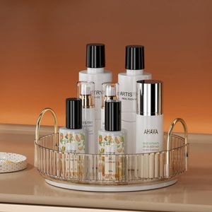Roterende make-up organizer voor kaptafel, roterende cosmetische opslag (1 laag, amber)