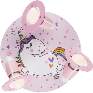 Plafondlamp Eenhoorn Kinderkamer - Roze Kinderlamp - Geschikt voor LED - 3 stuks -