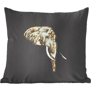Sierkussens - Kussentjes Woonkamer - 50x50 cm - Olifant - Goud - Tanden