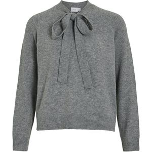 Vila Trui Vifolly Highneck Tie Knit Top/r 14111692 Medium Grey Melange Dames Maat - M