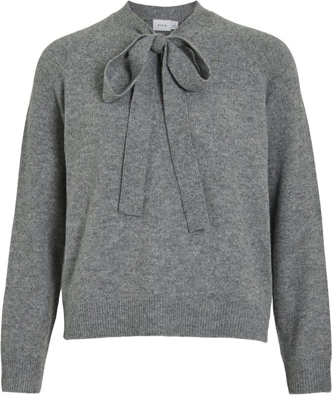 Vila Trui Vifolly Highneck Tie Knit Top/r 14111692 Medium Grey Melange Dames Maat - M