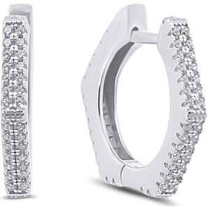 Silventi 9SIL-23097 Zilveren Oorringen Zeskant met Zirkonia - 17mm Doorsnee - 2,5mm Breed - Rhodium - Zilver