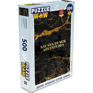 Puzzel Quotes - Avontuur - Glitter - Marmer print - Legpuzzel - Puzzel 500 stukjes