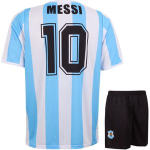 Argentinie Messi Voetbaltenue - Messi Tenue - Voetbaltenue Kinderen - Shirt en Broekje - 128 - Wit/Blauw