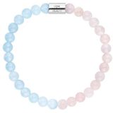 Engelsrufer - Parelarmband - Rozenkwarts - Blauw Agaat - Rhodium