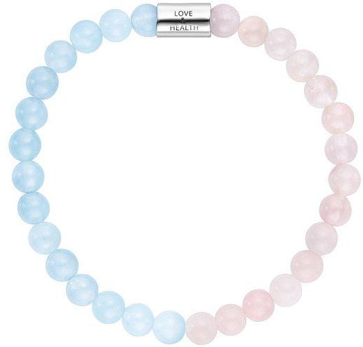 Engelsrufer - Parelarmband - Rozenkwarts - Blauw Agaat - Rhodium