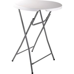 Statafel met Antislip Poten - Inklapbare Bartafel met 50 KG Draaggewicht - Partytafel met Stalen Frame - Staantafel ⌀ 80 x 110 cm - Wit