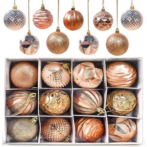 Kerstballen, 12 stuks kerstballen, kerstboomversiering, mat, glanzend, glinsterende kerstballen met een diameter van 6 cm, goud