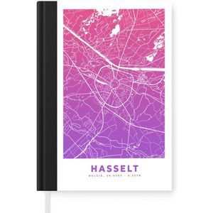 Notitieboek - Schrijfboek - Stadskaart - Hasselt - België - Paars - Notitieboekje klein - A5 formaat - Schrijfblok - Plattegrond