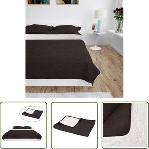 vidaXL Bedsprei Dubbelzijdig - 170x210 cm - Crème en Bruin Gequilt Bedsprei - Microfiber Beddengoed - Katoenen Bedsprei - Tweepersoons Bedsprei - Creme Bruine Bedsprei