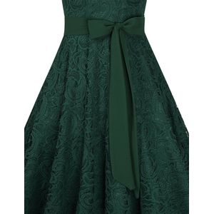 Vintage bruidsmeisjesjurken voor dames voor bruiloften, knielange kanten jurken, cocktailjurken, baljurken Donkergrijs M