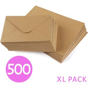 500x Bruine Kraft Enveloppen - C6 Formaat - Gerecycled Papier - Duurzame Keuze - Envelop A6 - 11 x 16 cm