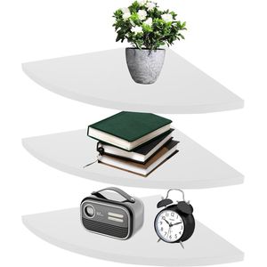 Pack of 3 Houten Hangende Hoekplanken - 25 cm - Wandplanken - Hoekplanken voor Slaapkamer - Badkamer - Woonkamer