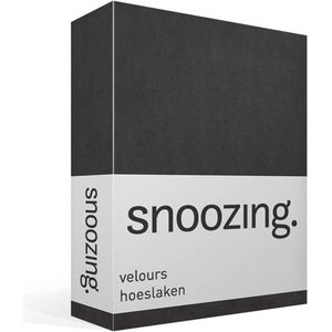 Snoozing velours hoeslaken - Lits-jumeaux - Antraciet