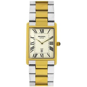 Prisma - heren horloge - P.2376 Baron Bicolor wit en schakelband