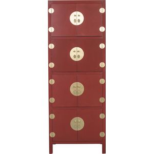 Fine Asianliving Chinese Kast Ruby Rood B67xD45xH180cm - Orientique Collectie Chinese Meubels Oosterse Kast