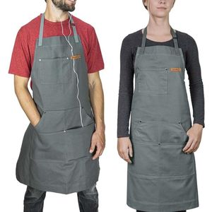 Waterdicht Schort met 2 Zakken - Verstelbare Nekband Schort voor Keuken - Donkergrijs