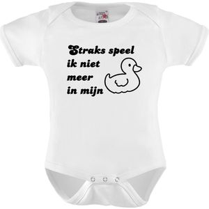 Baby rompertje met tekst | Straks speel ik niet meer in mijn eendje | korte mouw | maat 56 | kraamkado | aankondiging | zwangerschap