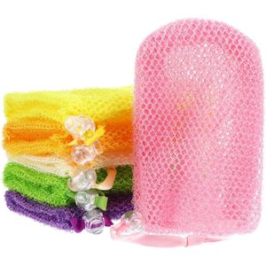 Zeepzakjes set van 6 stuks - trekkoord - massage - zeepzakjes voor vaste zeep - haarzeep - opschuimen - zeepzak voor het douchen - lichaamscrub - reiniging - mesh-tas - zeepnet - 10 x 15 cm - meerkleurig - eco-vriendelijk - badkameraccessoires