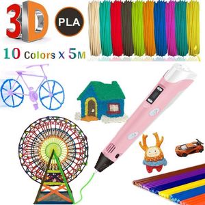10 kleuren x 5 m PLA filament 3D-printpenset, krabbelprinter, tekencadeau voor kinderen - roze