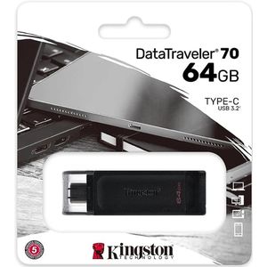 Kingston C-USB STICK DataTraveler 70 - DT70/64GB USB-C Flash Drive Zwart USB-C STICK