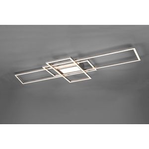 LED Plafondlamp - Plafondverlichting - Torna Urano - 60W - Aanpasbare Kleur - Afstandsbediening - Dimbaar - Rechthoek - Mat Nikkel - Aluminium